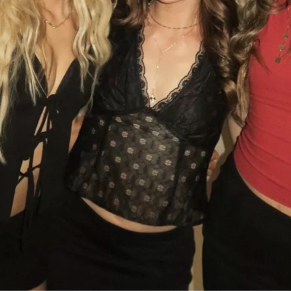 Princess Polly Black Lace Crop Top